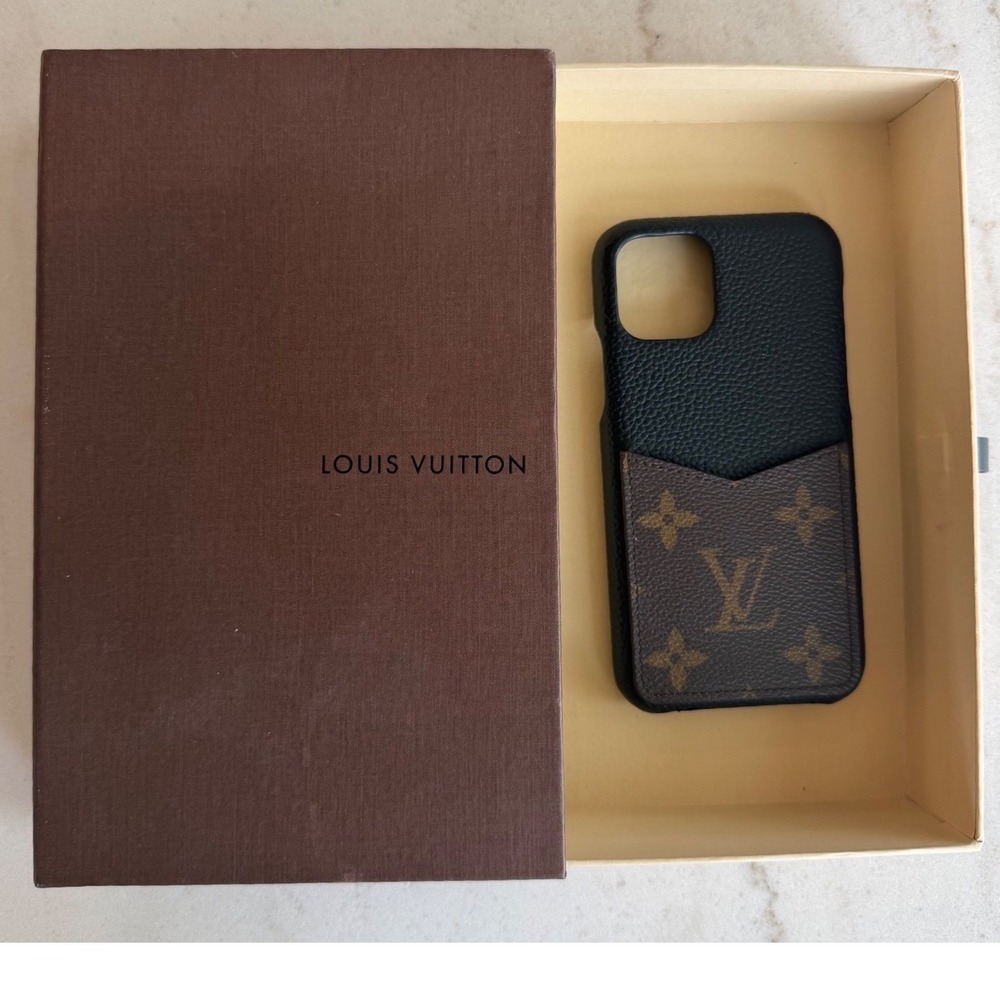 Louis Vuitton Bumper iPhone 11 Pro Case Black Leather Monogram M69025